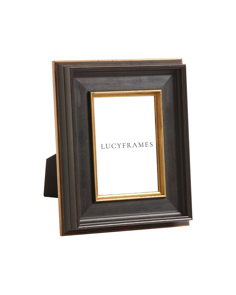 Olivia Black and Gold Frame. Easel Frame 8x10. Classic Picture Frame. Black and Gold Picture