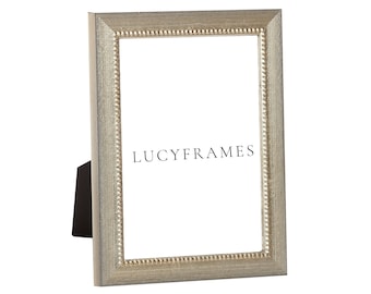 Beaded Silver Picture Frame, Easel Tabletop Frame (5x7 or 4x6)