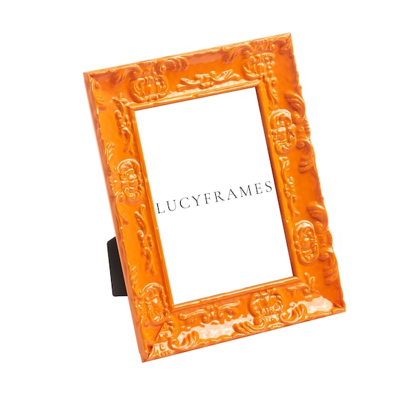 Greta Orange Frame | Frames for Pictures | Colorful Picture Frame | Orange Picture Frame | Tabletop Decor | Colorful Frame | Hardwood Frame