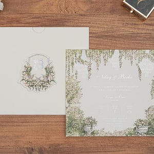 Silver Printed Wedding Invitation, Invitation Set, Invitation with Envelope, Elegant Invitation, Luxury Invitation, Personalized Invitation
