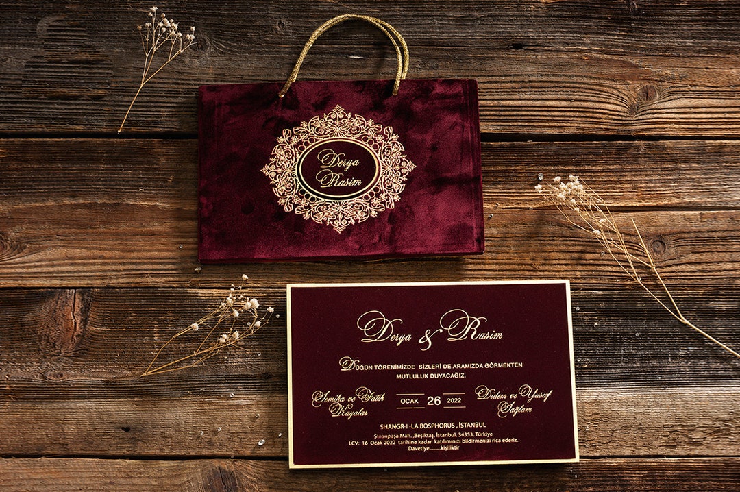 Wedding Invitation With Bag, Thick Cardboard Invitation, Luxury Wedding