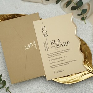 Gold Foil Wedding Invitation, Cream Color Wedding Invitation, Cream Envelope, Gold Foil Frame, Gold Invitations, Bridal Shower