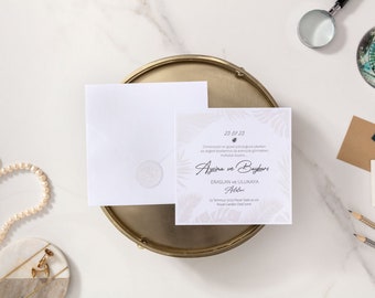 Hochzeitseinladung mit geprägtem Rahmen, Hochzeitseinladung, elegante Einladung, Luxus-Einladung, Hochzeitseinladung, Premium-Einladung