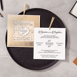 Faire-part de mariage détaillé or, Faire-part de mariage, Invitation élégante, Invitation de diamant, Invitation, Invitation de dorure