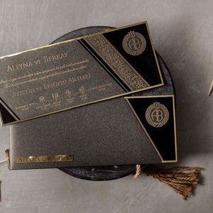Schwarze Einladung, Einladung aus dickem Karton, Samt-Einladung, Luxus-Hochzeits-Einladung, Gold-Einladungen, Plexiglas-Einladungen