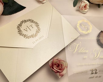 Acrylic Wedding Invitation, Transparent Invitation, Wedding Invitation, Gold Invitation, Transparent Wedding Invitation, Gilding Invitation