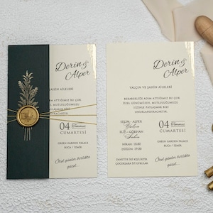 Biglietti d'invito timbrati con sigillo di cera personalizzato, invito acrilico, invito a nozze, invito nozze trasparente, inviti sigillati