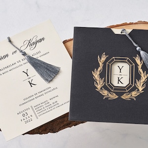 Gray Velvet Wedding Invitation, Wedding Invitation, Gilded Invitation, Foiled Velvet Invitations, Velvet Invitations