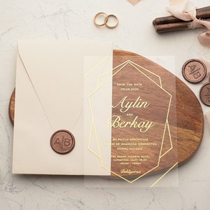 Carte d'invitation de timbre de sceau de cire personnalisée pour mariage, invitation acrylique, faire-part de mariage, faire-part de mariage