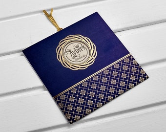 Navy Blue Wedding Invitation, Gold Foil Printed Envelope Invitation, Baptism Invitation, Quinceanera Invitations, Baby Shower, Bridal Shower