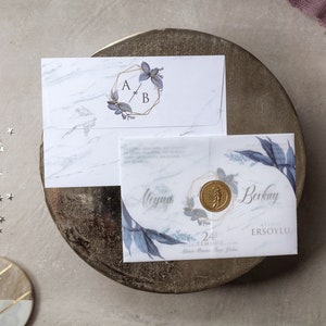 Faire-part de mariage pétale de fleur, Faire-part de mariage, Invitation élégante, Faire-part de dorure, Faire-part de mariage Eucalyptus