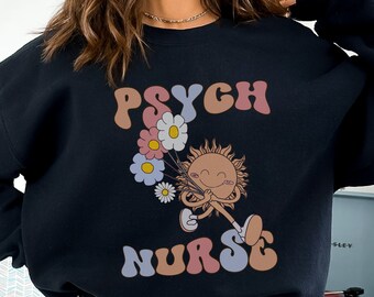 Retro Psych Nurse Crewneck Sweatshirt, Trendy Mental Health Nurse Pullover Gift, Psych Nurse Long Sleeve Shirt, Psychiatric Nurse Sweater