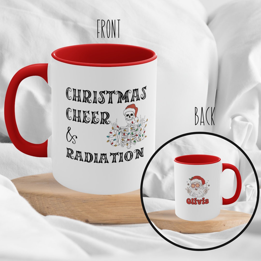 Personalized Christmas Radiation Ceramic Coffee Mug, Xmas Radiology