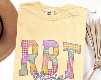 Custom Faux Patchwork RBT Comfort Colors Shirt, Personalized Registered Behavior Technician TShirt, Behavior Analyst Gift with Name