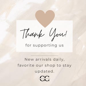 May include: A beige background with a heart and text that reads "Thank You! for supporting us." Additional text says "New arrivals daily, favorite our shop to stay updated." The logo for CAREERCHEERS is at the bottom.