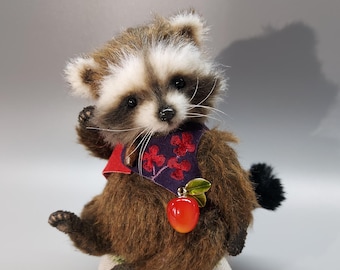 アライグマのぬいぐるみ：手作りアライグマのぬいぐるみ - ジョニー