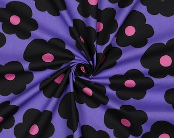 Tessuto in popeline di fiori viola di Nerida Hansen: cotone leggero