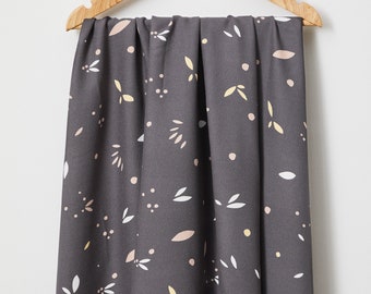 ECOVERO Viscose Crepe Fabric: Calm Grey Petals Print