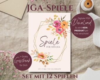 Sofort DOWNLOAD | JGA Spiele | stilvolles Spiele-Set zum Junggesellinnenabschied | Din A4 | zum selber Ausdrucken | JGA Frauen