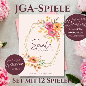 Sofort DOWNLOAD | JGA Spiele | stilvolles Spiele-Set zum Junggesellinnenabschied | Din A4 | zum selber Ausdrucken | JGA Frauen