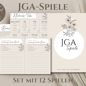 Sofort DOWNLOAD | JGA Spiele | stilvolles Spiele-Set zum Junggesellinnenabschied | Din A4 | zum selber Ausdrucken | JGA Frauen