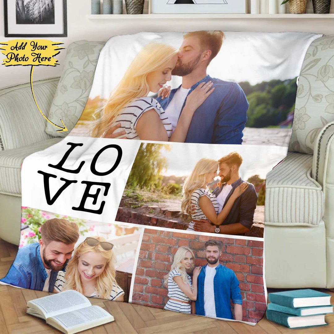 Personalized Photo Blanket for Couples Valentines Day Gift Etsy