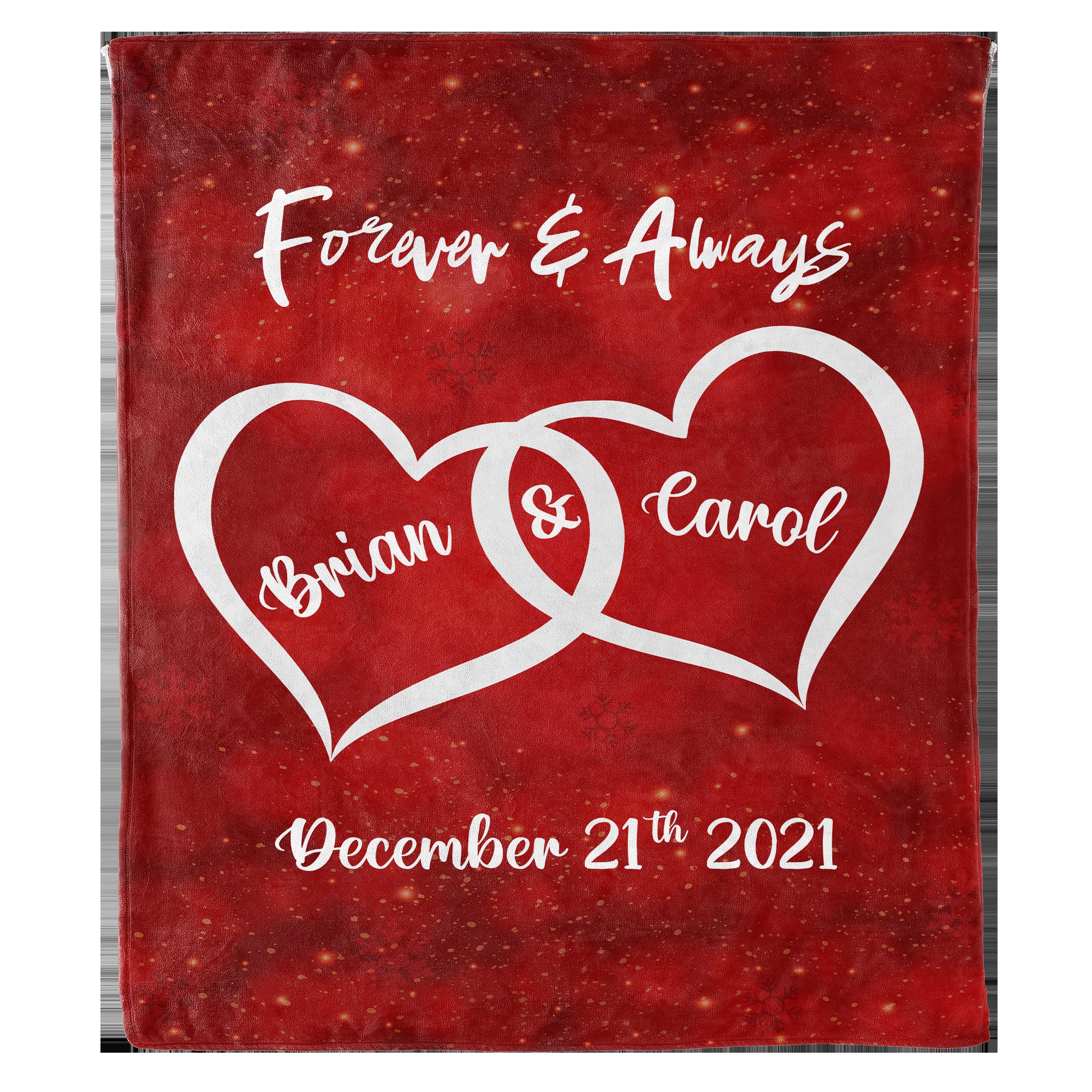 Customized Two Heart Couples Blanket, Couples Fleece Blanket Gift for