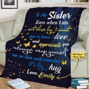 To My Sister Personalized Blanket, Gift For Sister, Sister Blanket, Custom Gift For Sister, Sister To Sister Gift, Christmas Gift