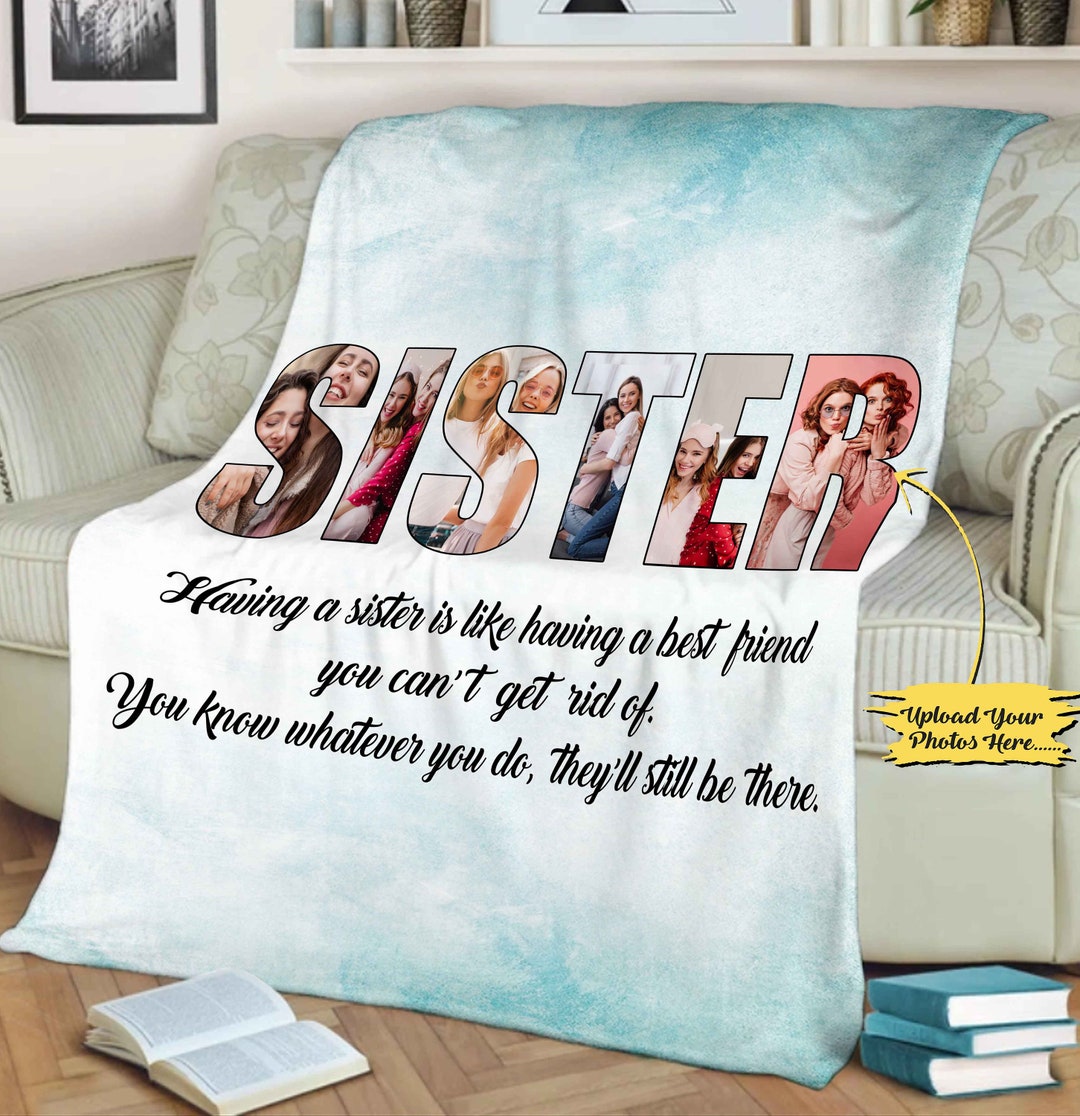 Personalized Photo Blanket for Sister/bestie, Blanket for Sister's Day