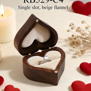 Personalized Engraved Wooden Heart Ring Box,Custom Heart-Shaped Ring Holder,Wedding Ceremony Ring Holder,Wedding,Proposal &Anniversary Gift