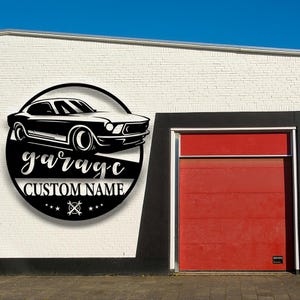 Personalized Metal Garage Sign: Custom Family Name, Car Design