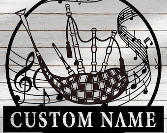 Personalized Bagpipes Name Sign Decoration For Room,Custom Bagpipes Sign Metal Wall Sign,Bagpipes Sign Metal Wall Decor,Bagpipes Home Decor