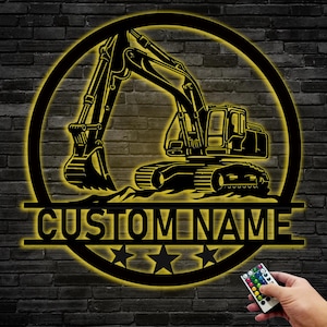 Personalized Excavator Metal Wall Sign,Custom Excavator Driver Sign,Custom Construction Metal Wall Decor,Excavator Metal Wall Art