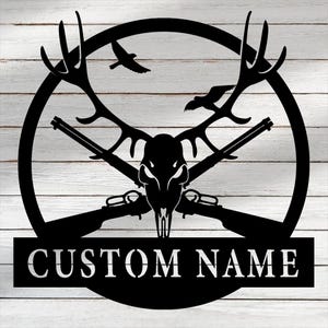 Personalisierte Hirsch Jagd Rahmen Metall Wandkunst, kundenspezifische Hirsch Elch Metall Namensschilder, Hirschgeweih Metallschild, Jäger Schilder Dekor Weihnachtsgeschenke