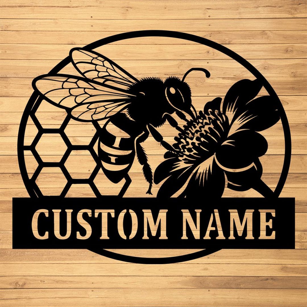 Metal Bee Sign Personalized Honey Bee Metal Sign | Custom Metal Bee Decor | Custom Bee ...