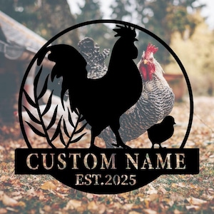 Personalized Chicken Coop Metal Sign,Custom Chicken Farm Metal Wall Art,Farmhouse Wall Decor Monogram Farm Sign,Chicken Coops Plaques