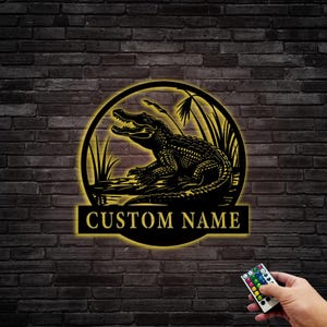 Personalized Crocodile Metal Sign,Metal Alligator Decor,Crocodile Wall Art,Crocodile Wall Hanging For Decoration,Custom Metal Alligator Sign