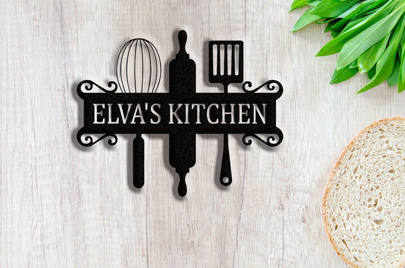 Personalized Kitchen Metal Sign, Custom Name Kitchen Signs Wall Decor