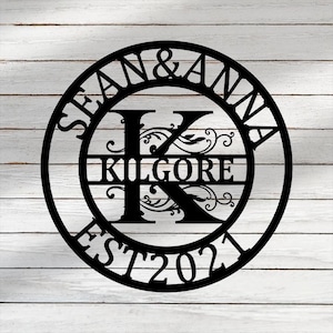 Custom Metal Family Name Sign,Metal Monogram Initial split letter Wall art,Personalized last name sign metal Wall decor,Last Name Signs
