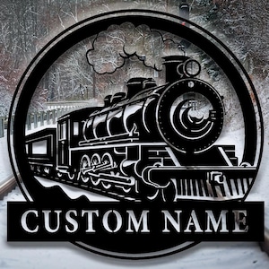 Custom Train Metal Wall Signs,Personalized Train Metal Wall Art,Railroad Wall Art Decor,Train Metal Wall Decor,Metal Sign Train Gift for Men