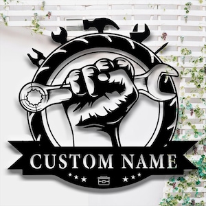 Personalized Workshop Tool Metal Sign,Custom Repair Tool Metal Wall Art,Papas Work Shop Sign,Mechanic Tool Decoration,Machinery Gift for Men