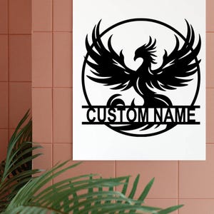 Benutzerdefinierte Phoenix Metallschilder, personalisierte Raum Nachname Metallschilder, Phoenix Wohnkultur Kunstwerk, Phoenix Wandkunst
