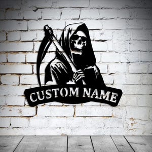 Custom Skull Metal Wall Art: Personalized Name Sign, Halloween Decor