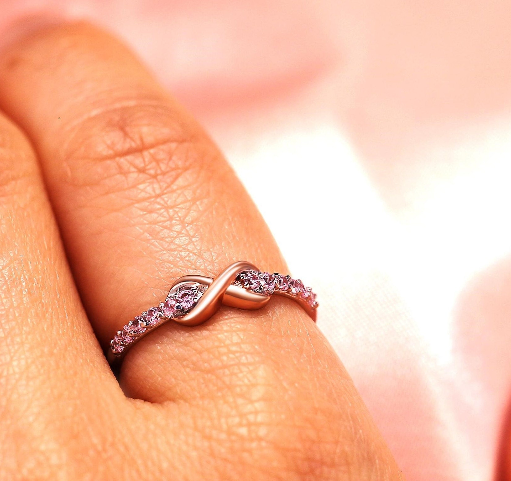 Handmade Gold Infinity Symbol Rings-pink Diamond Ring for - Etsy