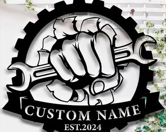 Letrero metálico personalizado para taller: decoración de garaje personalizada