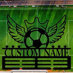 Personalized Soccer Metal Sign,Custom Football Soccer Metal Wall Signs,Soccer Player Hanging Sign Outdoor Porch Welcome,Football Lovers Gift