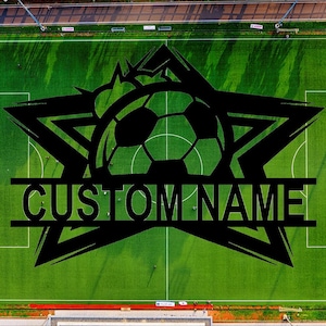 Personalized Soccer Metal Sign,Custom Football Soccer Metal Wall Signs,Soccer Player Hanging Sign Outdoor Porch Welcome,Football Lovers Gift