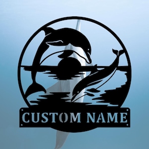 Personalized Metal Dolphin Sign with LED Lights: Custom Wall Decor