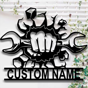 Personalized Metal Workshop Sign,Custom Tools Metal Signs,Dad’s WorkShop Shed Signs Gift,Black Metal Wall Art Decor,Father&#39;s Day Gift Idea