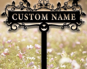 Personalized Garden Stake Metal Sign,Custom Metal Garden Sign,Garden Name Sign,Gardening Decor Gifts for Gardeners